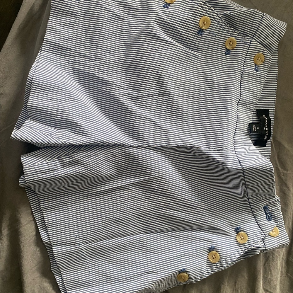 J.Crew Striped Shorts with Button Detail